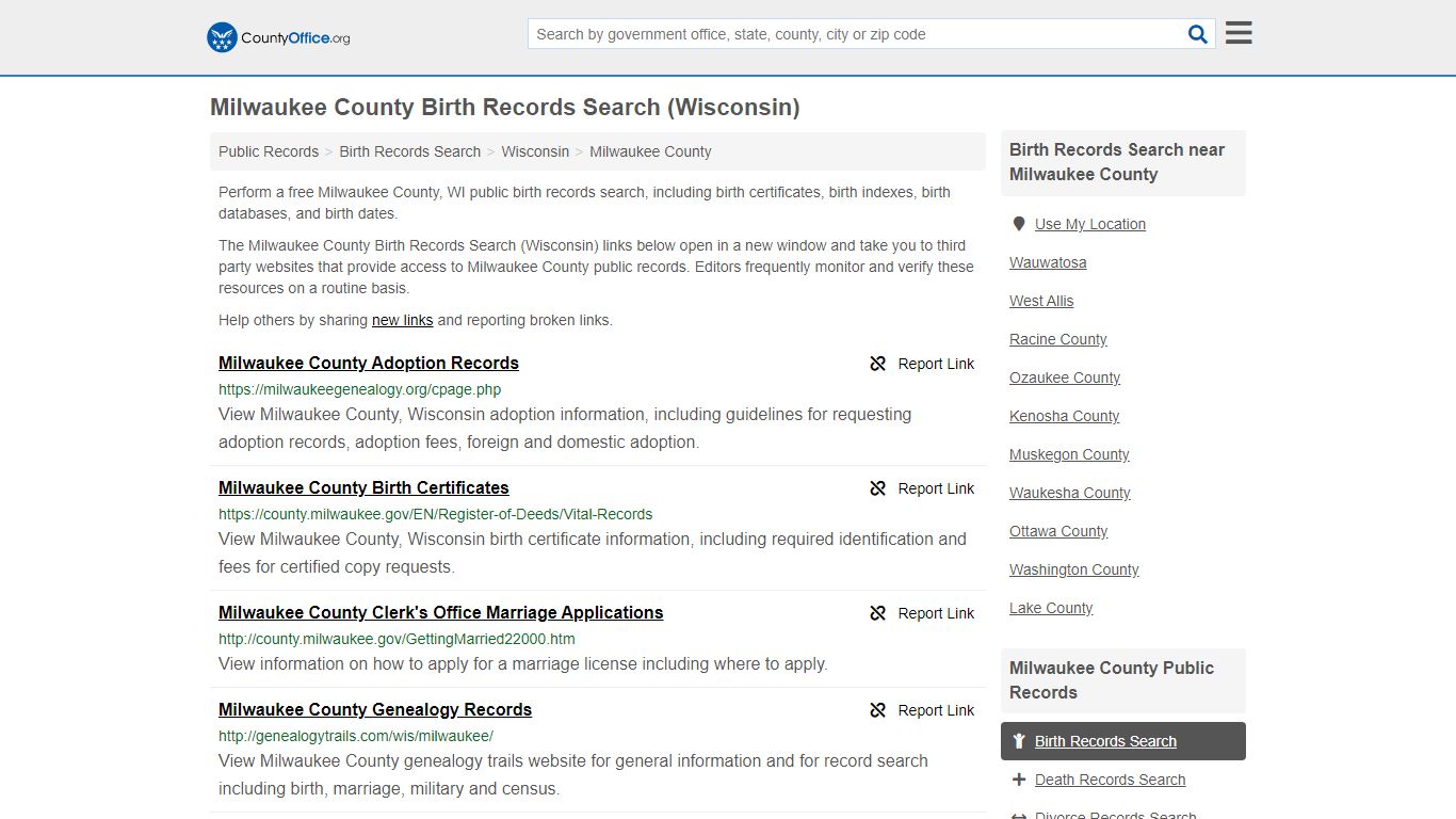 Birth Records Search - Milwaukee County, WI (Birth ...