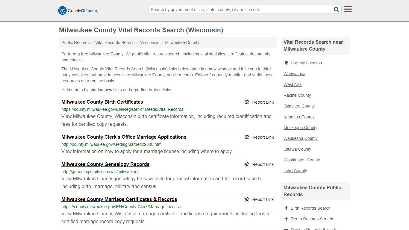 Vital Records Search - Milwaukee County, WI (Birth, Death ...